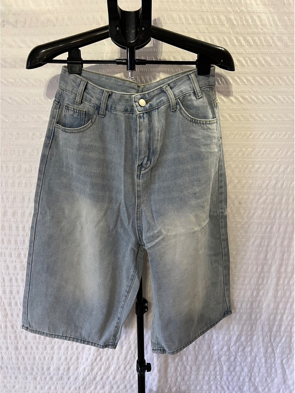 Men’s XL Denim Cargo Shorts Light Wash Blue Multi Pocket Y2K Utility Streetwear